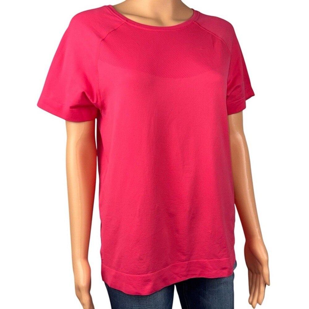 Mondetta Womens Size Large Pink Short Sleeve Fitted Active Seamless T-Shirt New